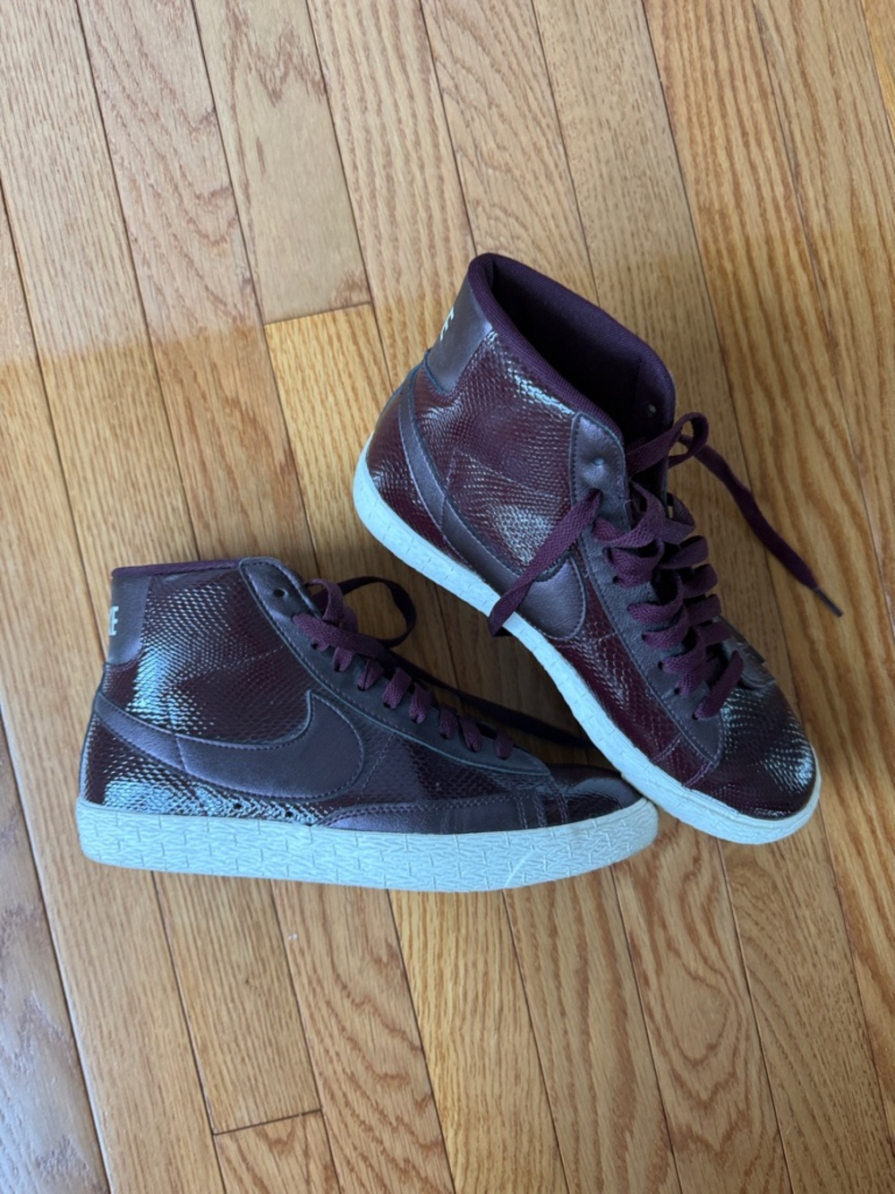 Nike Women's High-Top Sneakers in Burgundy and White